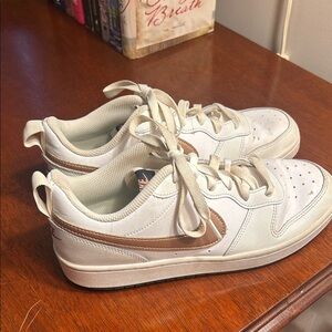 NIKE ~ White and Rose Gold Sneakers